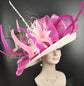 Sinamay Derby Hat: Wide Brim Feathered Church Hat
