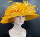 Orange Sinamay Kentucky Derby Hat: Feather Flower Tea Party Wedding