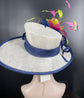 Sinamay Kentucky Derby Hat: Wide Brim Feather Flower, Tea Party Wedding
