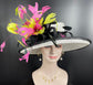 Sinamay Kentucky Derby Hat: Wide Brim Feathered Tea Party Ascot Hat