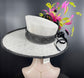 Sinamay Kentucky Derby Hat: Wide Brim Feathered Tea Party Ascot Hat