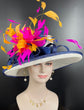 Sinamay Kentucky Derby Hat: Wide Brim Feathered Tea Party Hat