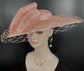 Sinamay Disc Fascinator Hat with  Jumbo Bows and netting Dusty Pink