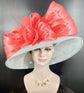 Powder Blue Sinamay Derby Hat: Wide Brim, Silk Abaca Bow