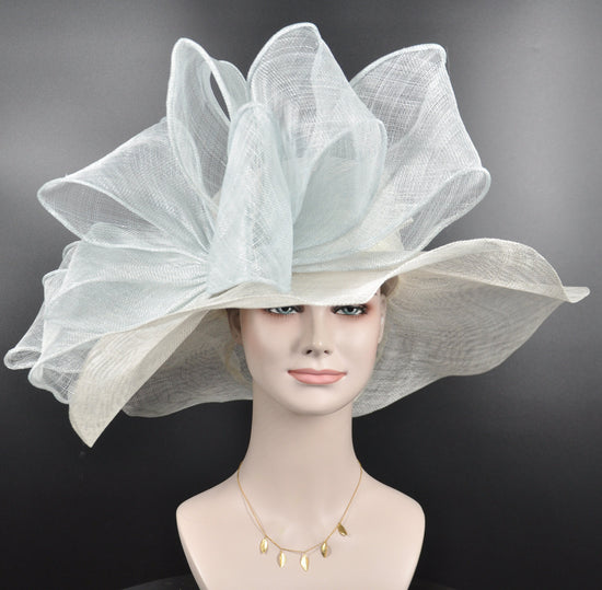 Wide Brim Sinamay Derby Hat: Jumbo Bow Tea Party Wedding
