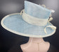 Church  Kentucky Derby Hat Carriage Tea Party Wedding Wide Brim Woman’s Royal Ascot Hat Horse Race Oaks day hatPowder blue Colorful Feathers
