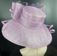 Lilac Sinamay Kentucky Derby Hat: Feather Flower Wide Brim Wedding Hat