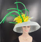 Sinamay Dome Hat: Audrey Hepburn Style, Kentucky Derby, Powder Blue & Yellow