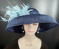 Navy Blue Sinamay Dome Hat: Audrey Hepburn Style, Kentucky Derby