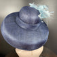 Navy Blue Sinamay Dome Hat: Audrey Hepburn Style, Kentucky Derby