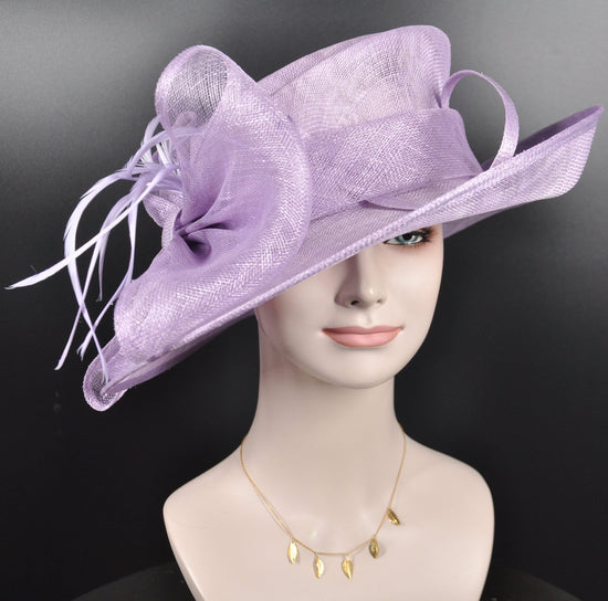 Lavender Sinamay Kentucky Derby Hat: Wide Brim Wedding Millinery