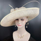 Wide Brim Sinamay Derby Hat: Champagne Church Wedding Ascot Races