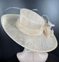 Wide Brim Sinamay Derby Hat: Champagne Church Wedding Ascot Races