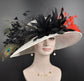 Sinamay Kentucky Derby Hat: Wide Brim Feather Church Wedding Hat