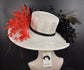 Sinamay Kentucky Derby Hat: Wide Brim Feather Church Wedding Hat