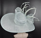 Powder Blue Derby Hat: Feathered Sinamay Bow Ascot Hat