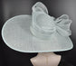 Powder Blue Derby Hat: Sinamay Bow, Feather Ascot Hat