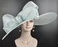 Powder Blue Derby Hat: Sinamay Bow, Feather Ascot Hat