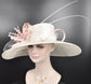 Ivory & Blush Pink Derby Hat: Feather Flower Tea Party Hat