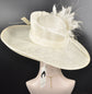 Ivory Feather Flower Sinamay Derby Hat: Royal Ascot Tea Party