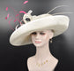 Ivory Sinamay Kentucky Derby Hat: Wide Brim Wedding Church Hat