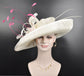 Ivory Sinamay Kentucky Derby Hat: Wide Brim Wedding Church Hat