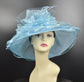 Blue Organza Kentucky Derby Hat: Medium Brim Wedding Church Hat