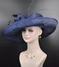 Navy Blue Sinamay Derby Hat: Wide Brim Wedding, Tea Party