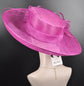 Fuchsia Pink Sinamay Derby Hat: Wide Brim Wedding, Tea Party, Ascot