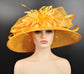 Orange Sinamay Kentucky Derby Hat: Feather Flower Tea Party Wedding