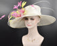Wide Brim Sinamay Derby Hat: Feather Flower Royal Ascot Hat