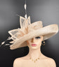Wide Brim Sinamay Kentucky Derby Hat: Champagne Wedding Ascot Hat