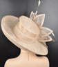 Wide Brim Sinamay Kentucky Derby Hat: Champagne Wedding Ascot Hat