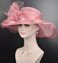 Blush Pink Organza Derby Hat: Medium Brim Flower Church Hat