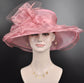 Blush Pink Organza Derby Hat: Medium Brim Flower Church Hat