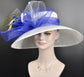 Kentucky Derby Hat, Church hat, Tea Party Hat, Custom hat, Formal Hat, Fashion Hat Royal Blue  w White