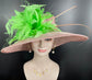 Wide Brim Sinamay Kentucky Derby Hat: Blush Pink Feather Flower