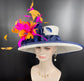 Sinamay Kentucky Derby Hat: Wide Brim Feathered Tea Party Hat