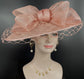 Sinamay Disc Fascinator Hat with  Jumbo Bows and netting Dusty Pink