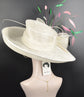Wide Brim Sinamay Kentucky Derby Hat: Ivory Feathered Tea Party Hat