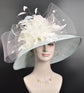 Powder Blue Kentucky Derby Hat: Feather Flowers & Bows