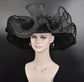 Black Sinamay Kentucky Derby Hat: Feathered Tea Party Fashion Hat