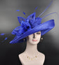 Church, Kentucky Derby Hat ,Carriage, Tea Party, Wedding, Wide Brim Sinamay Hat, Royal Ascot Hat, Horse Race Hat, Oaks day hat Royal Blue
