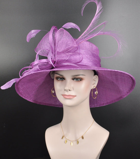 Grape Purple Wide Brim Sinamay Hat, Kentucky Derby Hat, Church hat, Tea Party Hat, Custom hat, Formal Hat, Fashion Hat