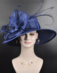 Navy Blue Wide Brim Sinamay Hat, Kentucky Derby Hat, Church hat, Tea Party Hat, Custom hat, Formal Hat, Fashion Hat