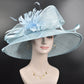 Powder Blue Kentucky Derby Hat: Feather Flower Tea Party Wedding