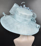 Powder Blue Kentucky Derby Hat: Feather Flower Tea Party Wedding