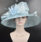 Powder Blue Kentucky Derby Hat: Feather Flower Tea Party Wedding