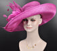 Hot Pink Sinamay Kentucky Derby Hat: Wide Brim Feathered Ascot Hat