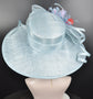 Powder Blue Sinamay Kentucky Derby Hat: Feather Flower Tea Party Hat